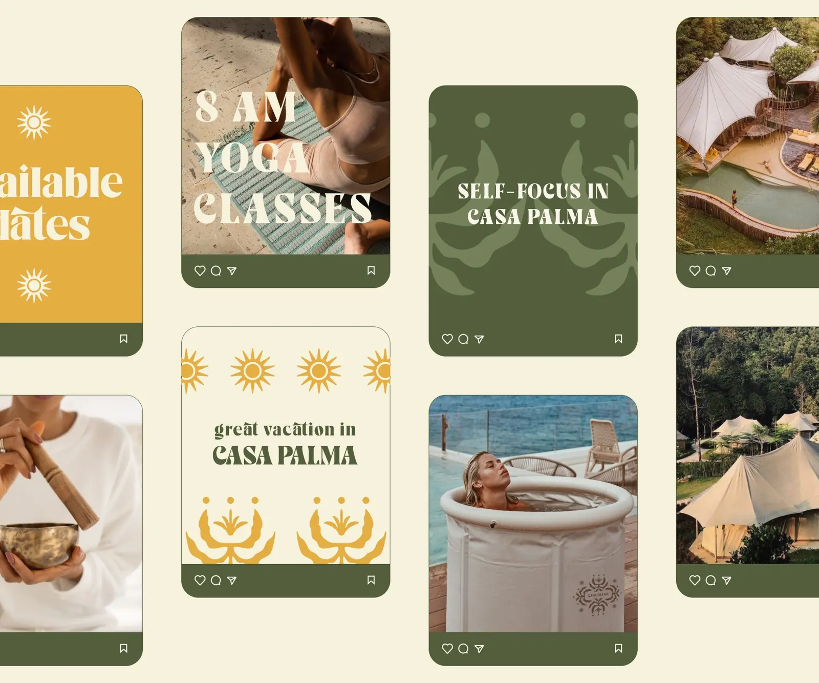 Social & content — yoga, ice bath, glamping
